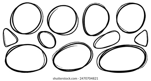 Hand drawn scribble line circles. Doodle circular for message note mark design element. vector illustration