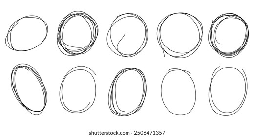 Hand drawn scribble line circles. Doodle circular for message note mark design element. vector illustration