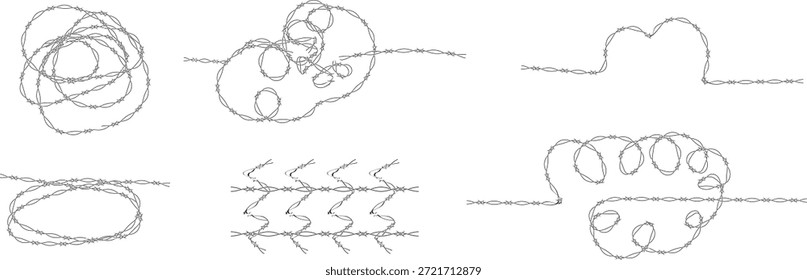 Divisor de linha de rabisco desenhado à mão isolado no fundo branco. Arame emaranhado abstrato, espiral de esboço e elementos de linha de loop para projetos modernos, confusos ou artísticos. Ideal para pôsteres, marcas, mídias sociais e layouts criativos.