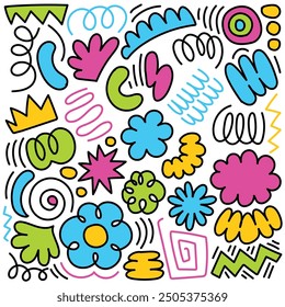 Línea de garabato dibujado a mano en estilo doodle y Vector