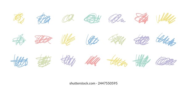 Hand drawn scribble line set. Doodle collection of handmade lines, underlines and elements. Lettering art lines isolated on white background.