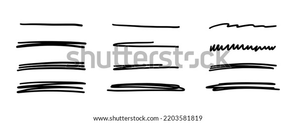 Hand drawn\
scribble lines. Doodle marker line stripes collection. Swift\
crossed and wavy underlines. Handmade scribble dividers. Vector\
illustration isolated on white\
background.
