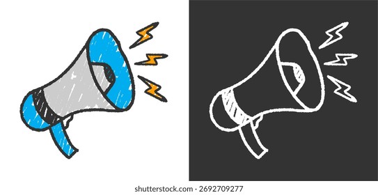 Dibujado a mano garabato megáfono ilustración con textura áspera y estilo vintage, perfecto para póster, icono y Diseño gráfico creativo