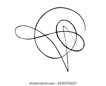 Hand Drawn Scribble Pencil Line. Scratch Texture Sketchy Graphic Element. Sloppy Hatching, Highlighter for Modern Design. Vector Illustration Isolated on White Background. Ballpoint Round Swirl