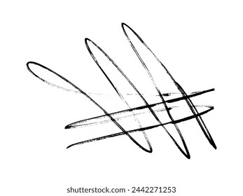 Hand gezeichnete Scribble Bleistiftlinie. Skizziertes grafisches Element mit Kratztextur. Schlampige Schraffur, Highlighter für modernes Design. Vektor-Illustration isoliert auf weißem Hintergrund. Kugelgelenk-Kreiswirbel