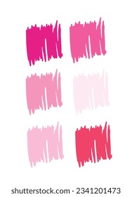hand drawn scribble pink squares. Vector illustration of scribble lines isolated on white background.