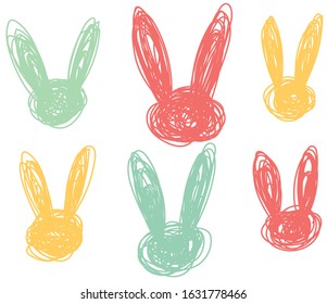 Hand drawn scribble rabbits. Creative scandinavian kids vector illustration