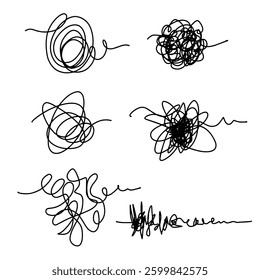 Hand drawn scribble shapes. chaos patterns with illustration style doodle and line art