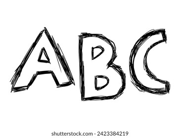 Hand drawn scribble sketch Alphabet object.