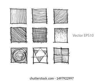 hand drawn scribble sketch background. Vector set