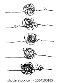 hand drawn scribble sketch circle object. Tangled grungy round scribble. Confused and difficult way icon. isolated on white background