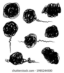 hand drawn scribble sketch circle object. Tangled grungy round scribble. isolated on white background. doodle vector illustration