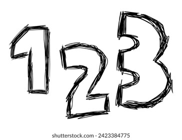 Hand drawn scribble sketch number object.