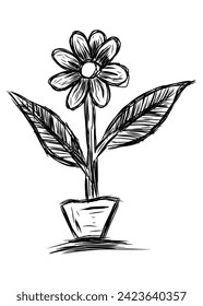objeto de la planta de dibujo de garrapatas dibujado a mano.