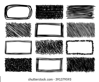 Hand Drawn Scribble Squares, Grunge Vector Frames