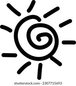 Hand Drawn Scribble Sun Rise Icon (Editable) - Vector Illustration