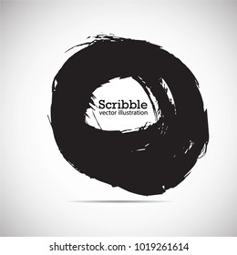 Hand drawn scribble symbols isolated on white background. Doodle style sketched Elements. Ink blots. Vector Grunge Brushes Stroke . Circle Frame. Logo Design .