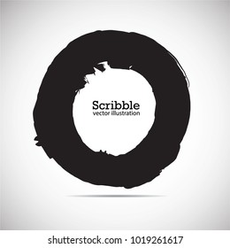 Hand drawn scribble symbols isolated on white background. Doodle style sketched Elements. Ink blots. Vector Grunge Brushes Stroke . Circle Frame. Logo Design .