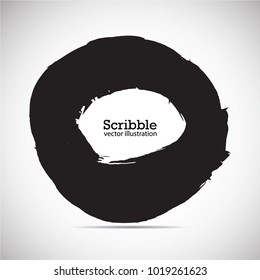 Hand drawn scribble symbols isolated on white background. Doodle style sketched Elements. Ink blots. Vector Grunge Brushes Stroke . Circle Frame. Logo Design .