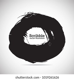 Hand drawn scribble symbols isolated on white background. Doodle style sketched Elements. Ink blots. Vector Grunge Brushes Stroke . Circle Frame. Logo Design .