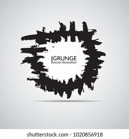 Hand drawn scribble symbols isolated on white background. Doodle style sketched Elements. Ink blots. Vector Grunge Brushes Stroke . Circle Frame. Logo Design .