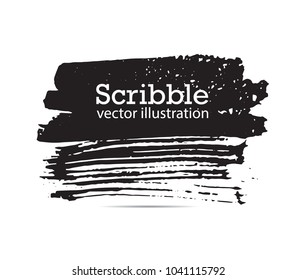 Hand drawn scribble symbols isolated on white background. Doodle style sketched Elements. Ink blots. Vector Grunge Brushes Stroke . Circle Fram