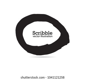 Hand drawn scribble symbols isolated on white background. Doodle style sketched Elements. Ink blots. Vector Grunge Brushes Stroke . Circle Frame.