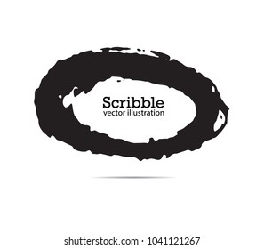 Hand drawn scribble symbols isolated on white background. Doodle style sketched Elements. Ink blots. Vector Grunge Brushes Stroke . Circle Frame.