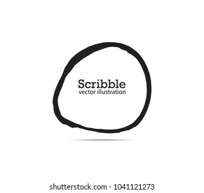 Hand drawn scribble symbols isolated on white background. Doodle style sketched Elements. Ink blots. Vector Grunge Brushes Stroke . Circle Frame.