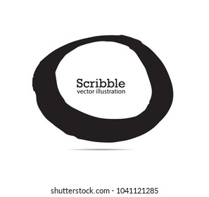 Hand drawn scribble symbols isolated on white background. Doodle style sketched Elements. Ink blots. Vector Grunge Brushes Stroke . Circle Frame.