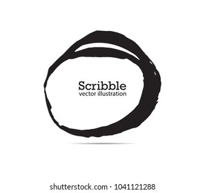 Hand drawn scribble symbols isolated on white background. Doodle style sketched Elements. Ink blots. Vector Grunge Brushes Stroke . Circle Frame.