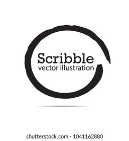 Hand drawn scribble symbols isolated on white background. Doodle style sketched Elements. Ink blots. Vector Grunge Brushes Stroke . Circle Frame. Logo Design .
