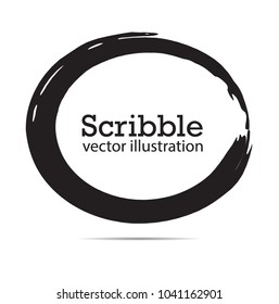 Hand drawn scribble symbols isolated on white background. Doodle style sketched Elements. Ink blots. Vector Grunge Brushes Stroke . Circle Frame. Logo Design .
