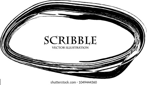 Hand drawn scribble symbols isolated on white background. Doodle style sketched Elements. Ink blots. Vector Grunge Brushes Stroke . Circle Frame.