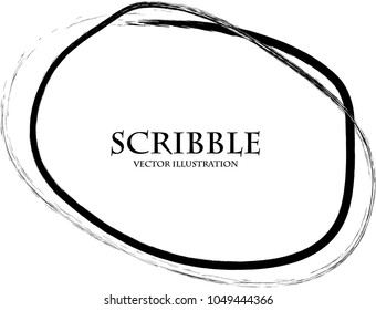 Hand drawn scribble symbols isolated on white background. Doodle style sketched Elements. Ink blots. Vector Grunge Brushes Stroke . Circle Frame.