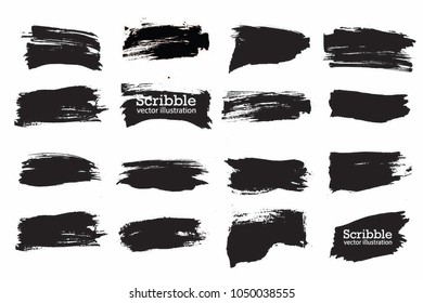 Hand drawn scribble symbols isolated on white background. Doodle style sketched Elements. Ink blots. Vector Grunge Brushes Stroke . rectangle Frame. Logo Design .
