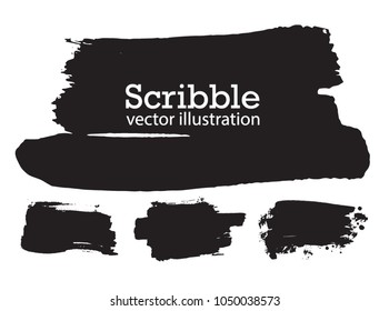 Hand drawn scribble symbols isolated on white background. Doodle style sketched Elements. Ink blots. Vector Grunge Brushes Stroke . rectangle Frame. Logo Design .

