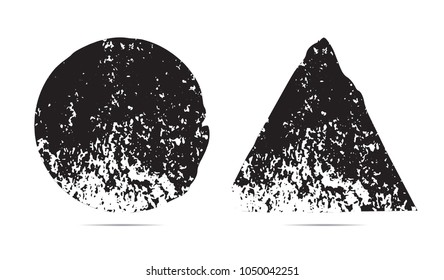Hand drawn scribble symbols isolated on white background. Doodle style sketched Elements. Ink blots. Vector Grunge triangle, square . Circle Frame. Logo Design .