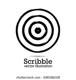 Hand drawn scribble symbols isolated on white background. Doodle style sketched Elements. Ink blots. Vector Grunge Brushes Stroke . Circle Frame. Logo Design .