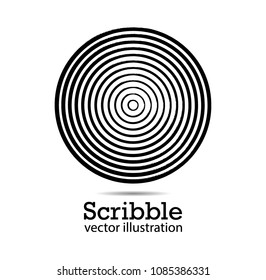 Hand drawn scribble symbols isolated on white background. Doodle style sketched Elements. Ink blots. Vector Grunge Brushes Stroke . Circle Frame. Logo Design .