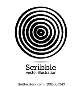 Hand drawn scribble symbols isolated on white background. Doodle style sketched Elements. Ink blots. Vector Grunge Brushes Stroke . Circle Frame. Logo Design .