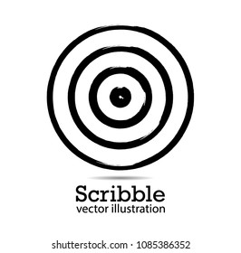 Hand drawn scribble symbols isolated on white background. Doodle style sketched Elements. Ink blots. Vector Grunge Brushes Stroke . Circle Frame. Logo Design .