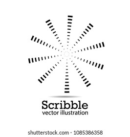 Hand drawn scribble symbols isolated on white background. Doodle style sketched Elements. Ink blots. Vector Grunge Brushes Stroke . Circle Frame. Logo Design .