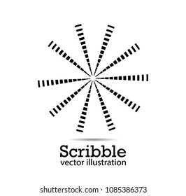 Hand drawn scribble symbols isolated on white background. Doodle style sketched Elements. Ink blots. Vector Grunge Brushes Stroke . Circle Frame. Logo Design .