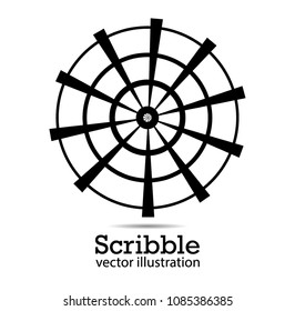 Hand drawn scribble symbols isolated on white background. Doodle style sketched Elements. Ink blots. Vector Grunge Brushes Stroke . Circle Frame. Logo Design .