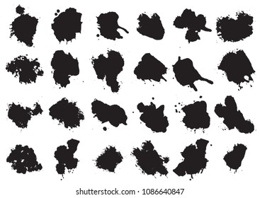 Hand drawn scribble symbols isolated on white background. Doodle style sketched Elements. Ink blots. Vector Grunge Brushes Stroke . stains. Logo Design .