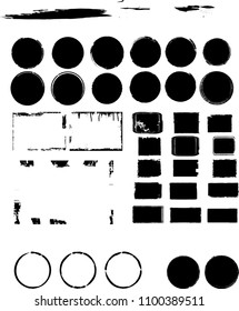 Hand drawn scribble symbols isolated on white background. Big set of Doodle style sketched Elements. Ink blots. Vector Grunge Brushes Stroke . Circle Frame. Logo Design .