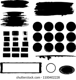 Hand drawn scribble symbols isolated on white background. Doodle style sketched Elements. Ink blots. Vector Grunge Brushes Stroke . Circle Frame. Logo Design .