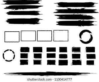 Hand drawn scribble symbols isolated on white background. Doodle style sketched Elements. Ink blots. Vector Grunge Brushes Stroke . Circle Frame. Logo Design .
