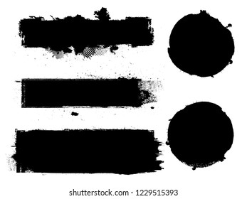 Hand drawn scribble symbols isolated on white background. Doodle style sketched Elements. Ink blots. Vector Grunge Brushes Stroke . Circle Frame. Logo Design .